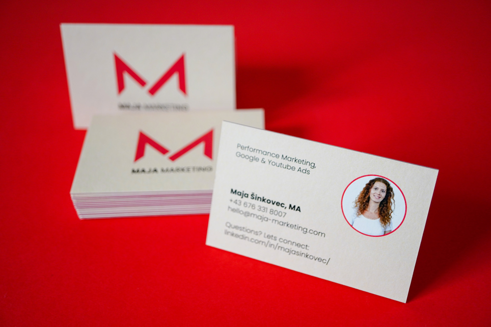 Brand Identity Design For Maja Sinkovec Performance Marketing, By Corliss-design, Business Cards Front And Backside