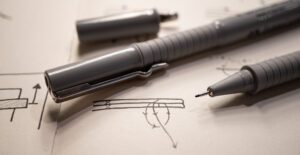 editorial design: analog drawn illustrations with fineliner for Buchbindebuch, by Corliss Design
