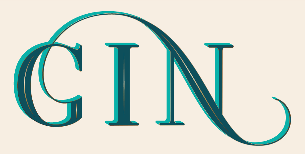 Package Design: Label Design For Gin With Handlettering By Corliss-Design, Close-up Of The Handlettering In Petrol And Turquoise With Gold Highlights