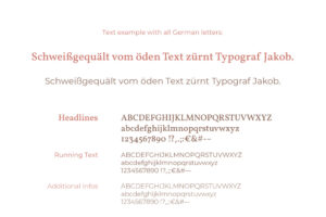 typography choices for Salvation Yoga: a serif font for headlines, a sans-serif font for the running text and small additional informations