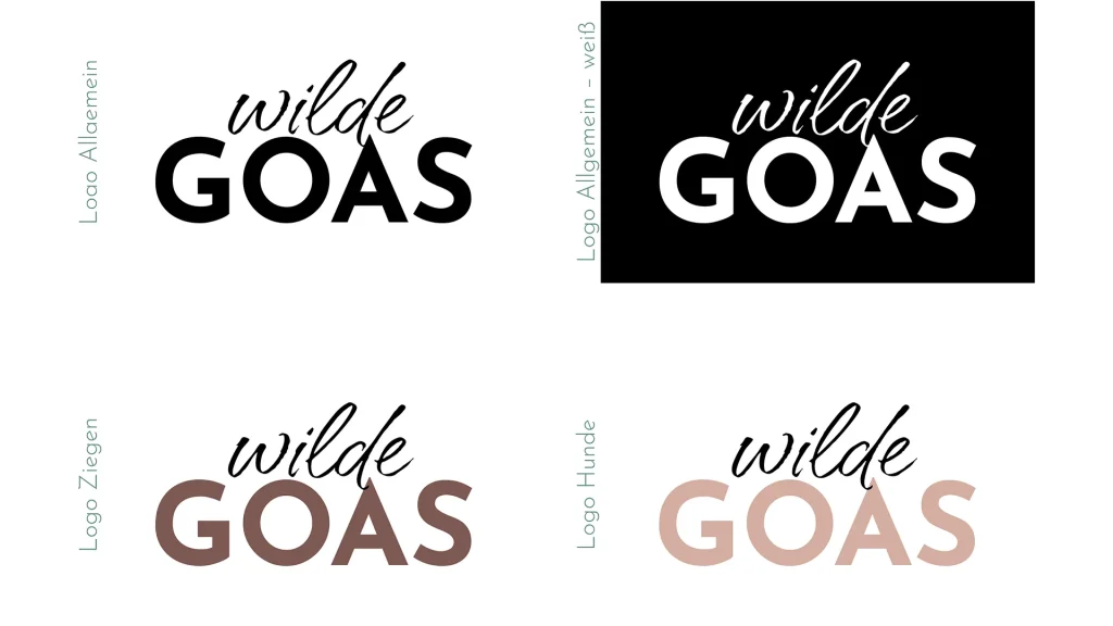 Brand Design von Corliss Design für wilde GOAS, zu sehen ist die Logo Übersicht