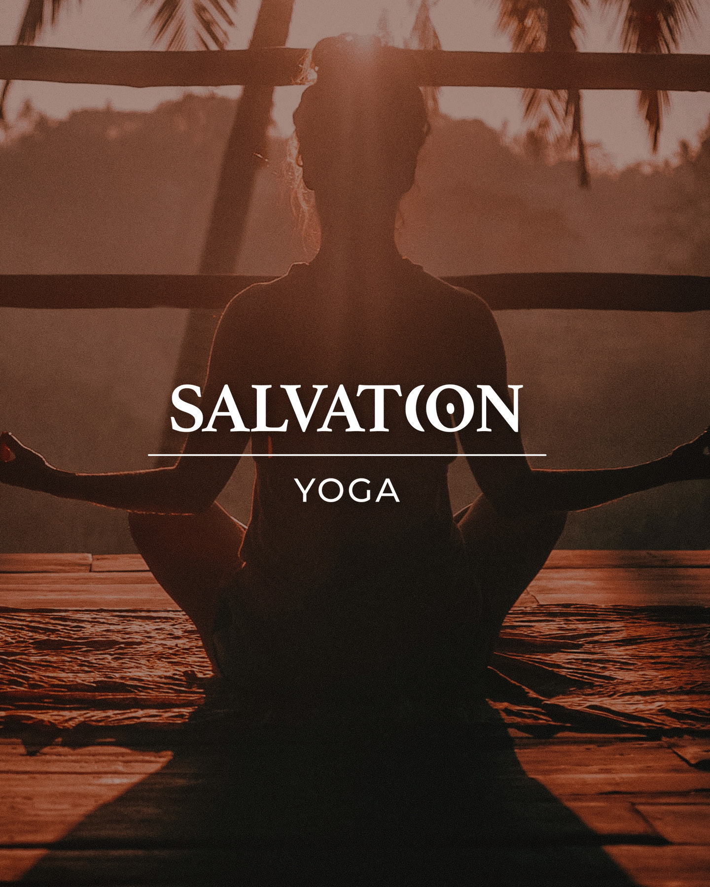Logo (Primärlogo mit Subline) von Salvation Yoga platziert auf einem Foto einer meditierenden Frau | Logo-Design by Corliss Design - Stefanie Schafzahl