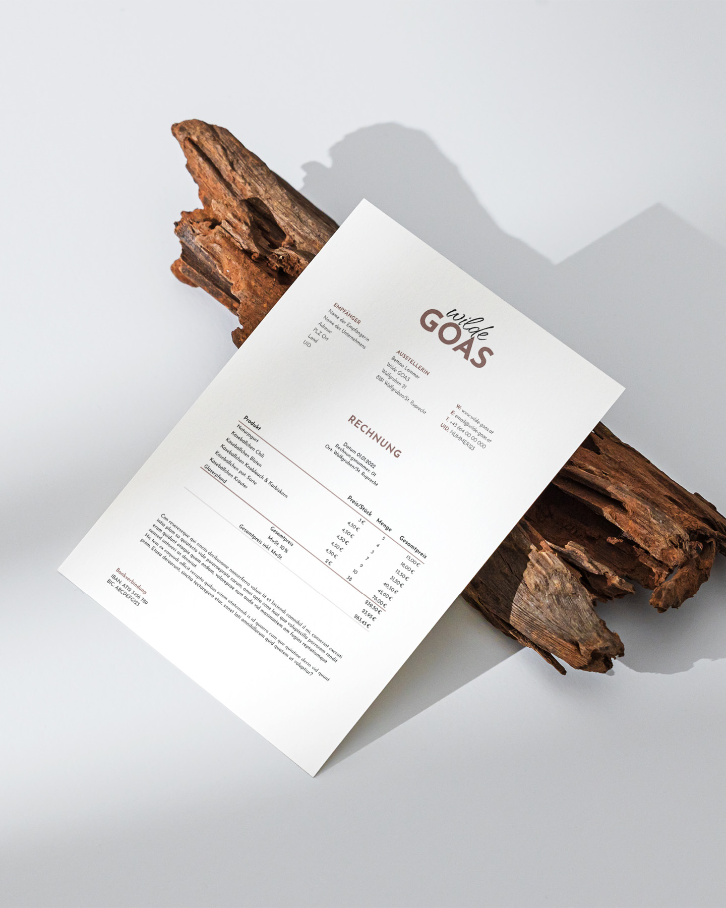 mögliches Corporate Design für Rechnungen von Wilde GOAS by Corliss Design