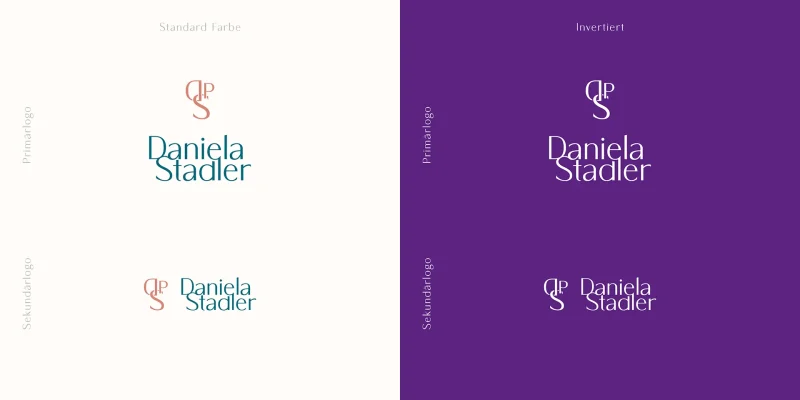 Brand Design für Daniela Stadler von Corliss Design, zu sehen ist das Primärlogo und Sekundärlogo der Marke
