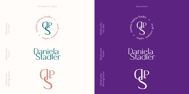 Brand Design für Daniela Stadler von Corliss Design, zu sehen sind die Bildmarken