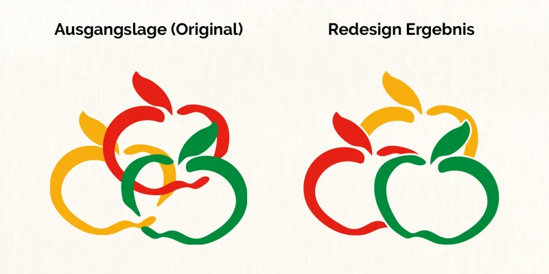 Logo Redesign und Verpackungsdesign von Corliss Design für Obstbau Hutter, zu sehen ist ein Vergleich vom Logo vorher und nachher